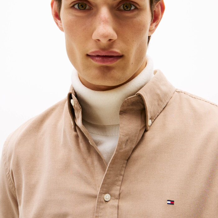 Tommy Hilfiger  - Tommy Hilfiger - Solid corduroy shirt | Skjorte Coastal Taupe