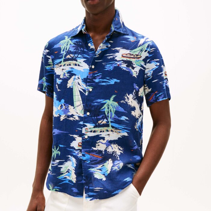 Tommy Hilfiger  - Tommy Hilfiger - Linen vacation shirt | K/Æ Skjorte Preppy Navy