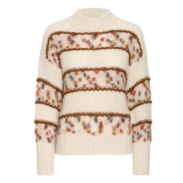 Pulz Jeans ( Dame )  - PULZ - PZRIVER LS PULLOVER | STRIK CLOUD DANCER MELANGE