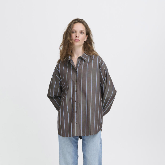 ICHI ( Dame ) - ICHI - IHSADIA SH2 | SKJORTE BROWN STRIBE