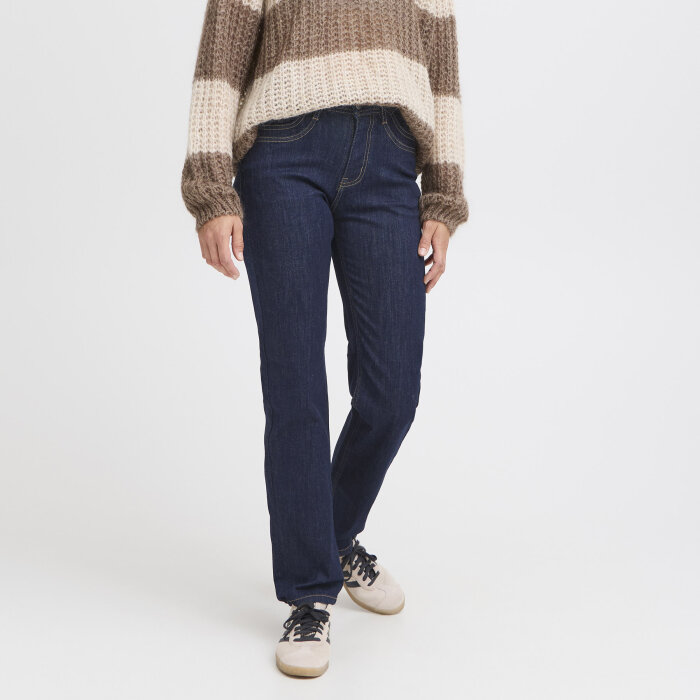 Pulz Jeans ( Dame )  - PULZ - PZKATJA HW JEANS STRAIGHT FIT | UNWASHED DENIM