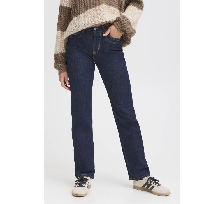 Pulz Jeans ( Dame )  - PULZ - PZKATJA HW JEANS STRAIGHT FIT | UNWASHED DENIM