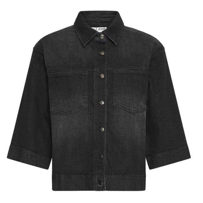 Pulz Jeans ( Dame )  - PULZ - PZKATJA SHORT JACKET | DENIM JAKKE BLACK 