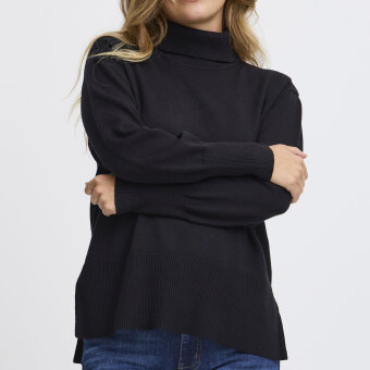 Pulz Jeans ( Dame )  - PULZ - PZSTEFFI ROLL NECK | RULLEKRAVE STRIK BLACK BEAUTY