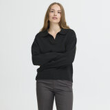 Pulz Jeans ( Dame ) - PULZ - PZSTEFFI OPEN POLO PULL | STRIK BLACK BEAUTY Pulz Jeans ( Dame ) - PULZ - PZSTEFFI OPEN POLO PULL | STRIK BLACK BEAUTY