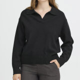 Pulz Jeans ( Dame ) - PULZ - PZSTEFFI OPEN POLO PULL | STRIK BLACK BEAUTY Pulz Jeans ( Dame ) - PULZ - PZSTEFFI OPEN POLO PULL | STRIK BLACK BEAUTY