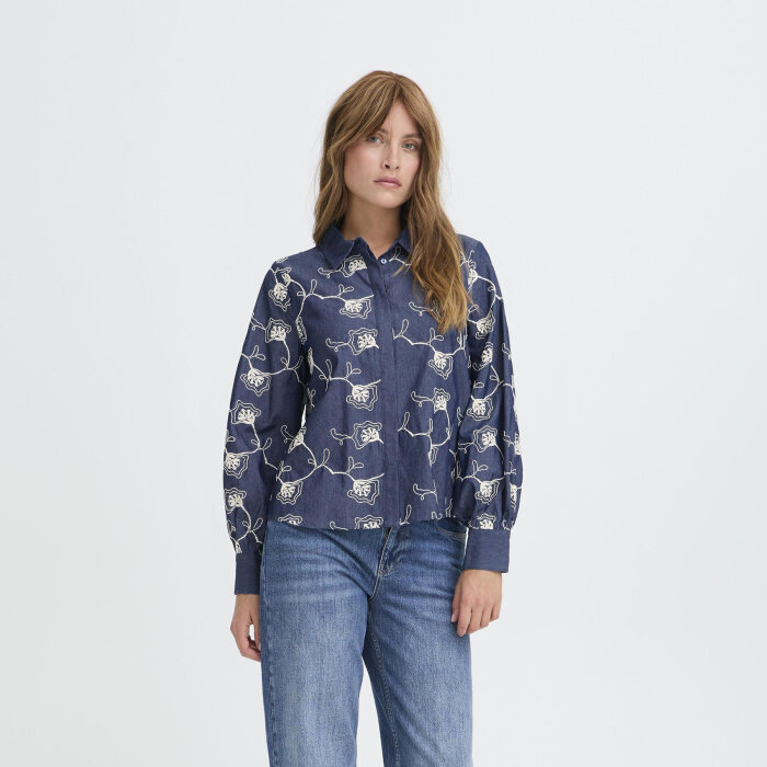Pulz Jeans ( Dame )  - PULZ - PZMACY SHIRT | SKJORTE DARK BLUE