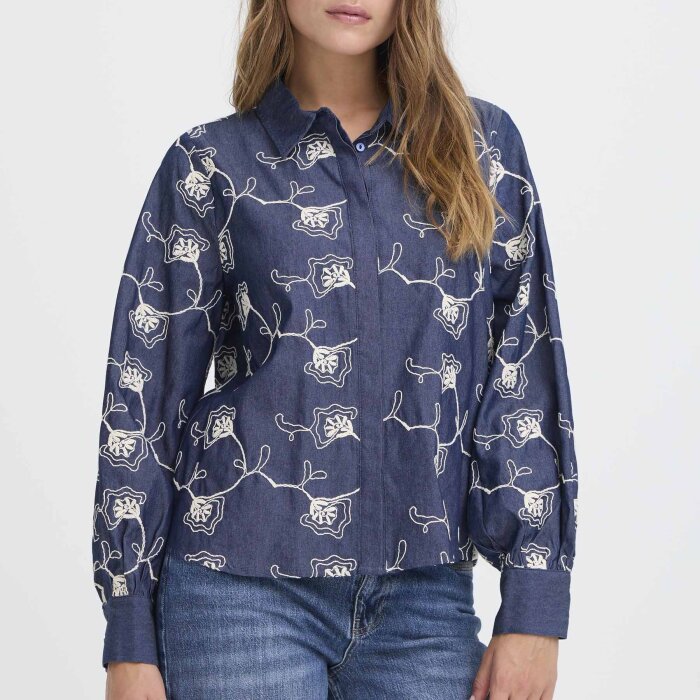 Pulz Jeans ( Dame )  - PULZ - PZMACY SHIRT | SKJORTE DARK BLUE