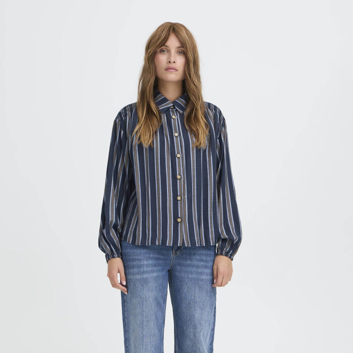 Pulz Jeans ( Dame )  - PULZ - PZVIVIAN SHIRT | SKJORTE BLUE BROWN