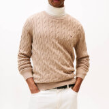 Tommy Hilfiger  - Tommy Hilfiger - Cotton cable sweater | Strik Coastal Taupe