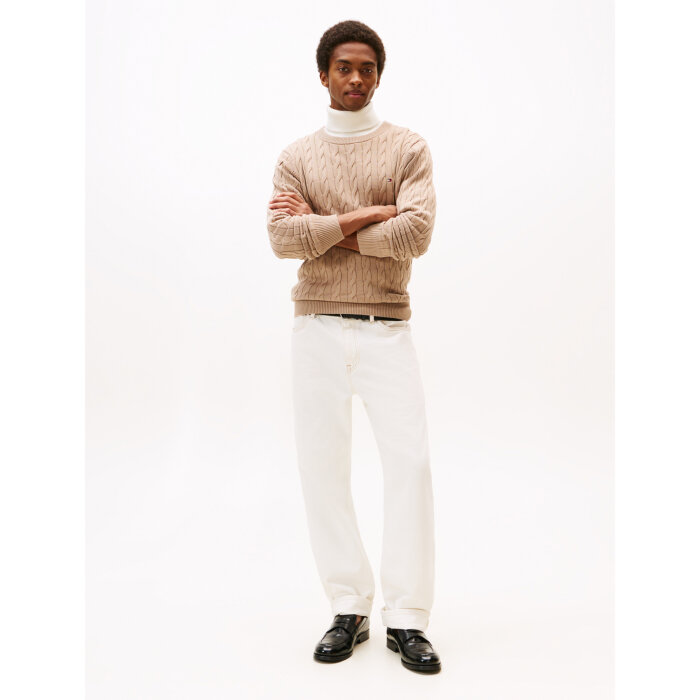 Tommy Hilfiger  - Tommy Hilfiger - Cotton cable sweater | Strik Coastal Taupe