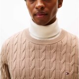 Tommy Hilfiger  - Tommy Hilfiger - Cotton cable sweater | Strik Coastal Taupe