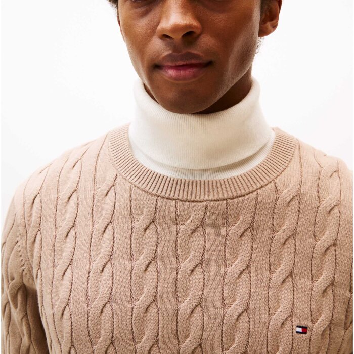 Tommy Hilfiger  - Tommy Hilfiger - Cotton cable sweater | Strik Coastal Taupe