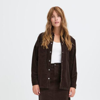 Pulz Jeans ( Dame )  - PULZ - PZSALLY LS SHIRT | SKJORTE 191103 ESPRESSO