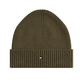 Tommy Hilfiger  - Tommy Hilfiger - TH flag pima cotton beanie | Hue Foxhunt Green