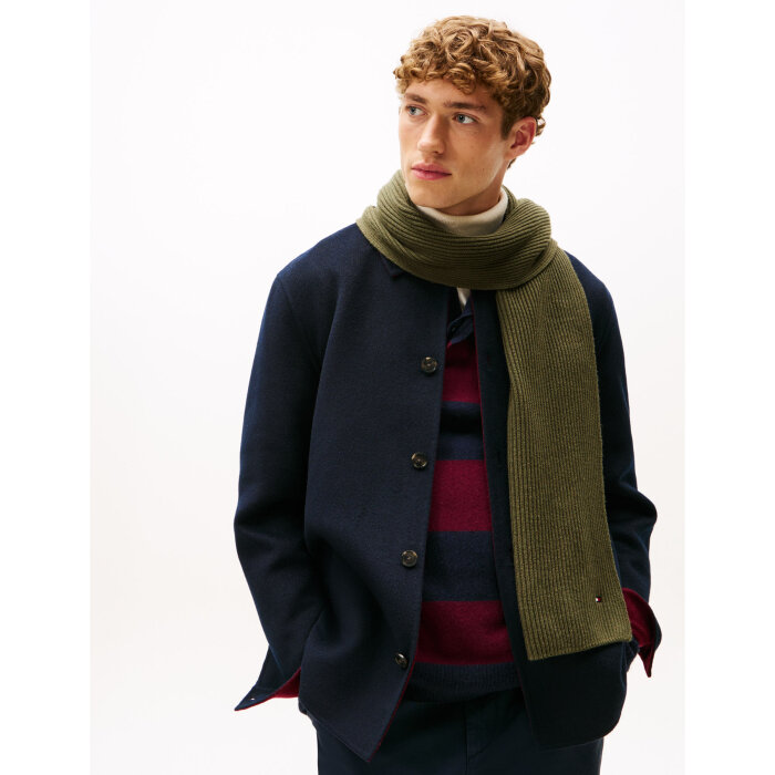 Tommy Hilfiger  - Tommy Hilfiger - TH flag pima cotton cash scarf | Halstørklæde Foxhunt Green 
