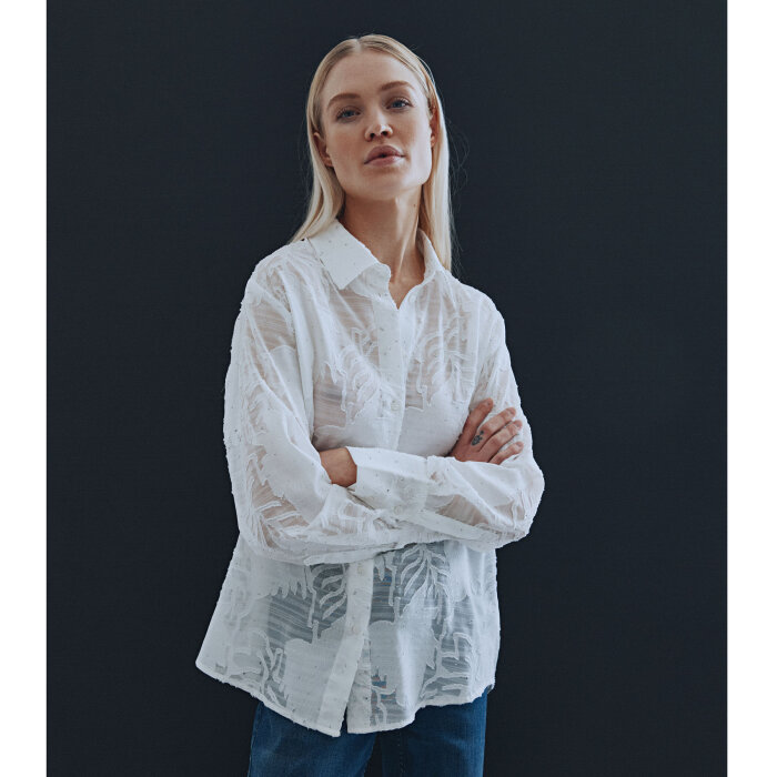 Pulz Jeans ( Dame )  - PULZ - PZSYBIL SHIRT | SKJORTE 110601 BRIGHT WHITE