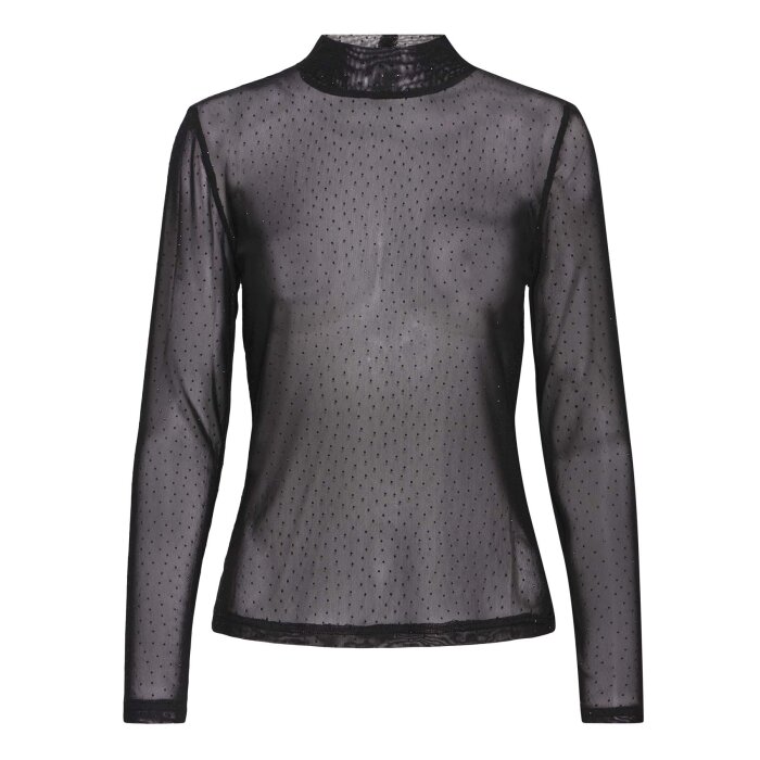 Pulz Jeans ( Dame )  - PULZ - PZDANA LS SHIRT | MESH TOP BLACK BEAUTY