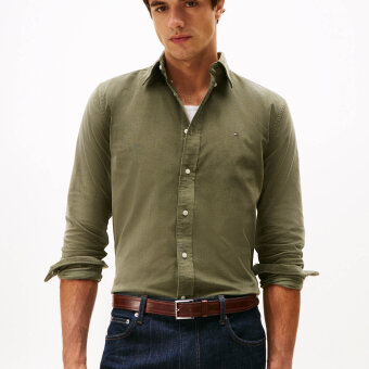 Tommy Hilfiger  - Tommy Hilfiger - Solid corduroy shirt | Skjorte Battle Green