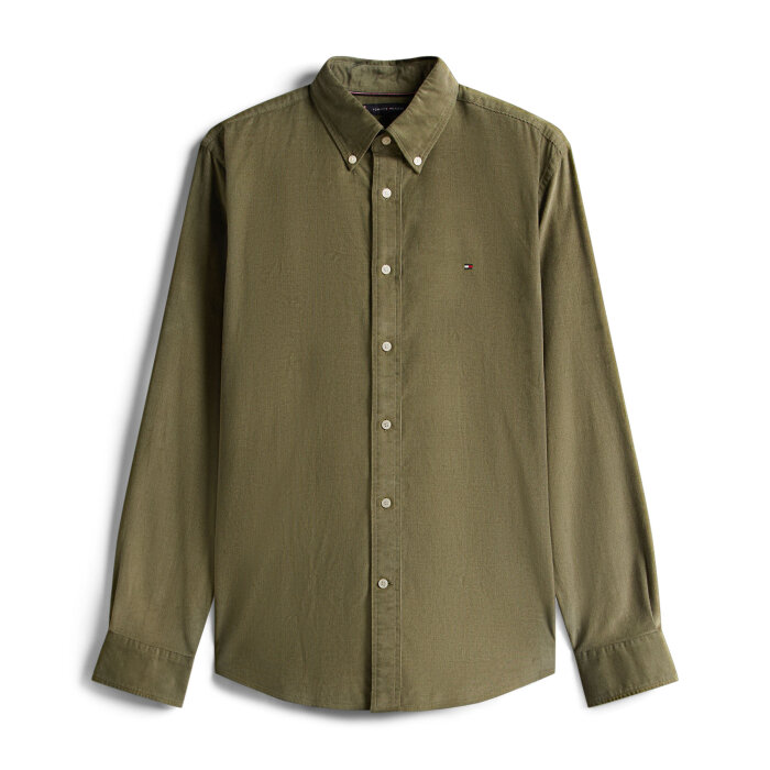 Tommy Hilfiger  - Tommy Hilfiger - Solid corduroy shirt | Skjorte Battle Green