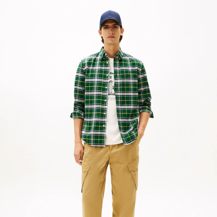 Tommy Hilfiger  - Tommy Hilfiger - Brushed oxford check shirt | Skjorte Ornamental Green 
