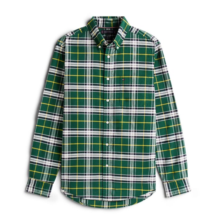 Tommy Hilfiger  - Tommy Hilfiger - Brushed oxford check shirt | Skjorte Ornamental Green 