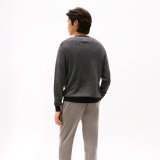 Tommy Hilfiger  - Tommy Hilfiger - Cotton herringbone sweater | Strik Black Grey