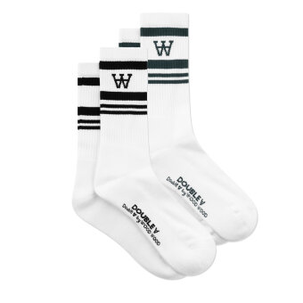 Double A by Wood Wood - Wood Wood Double A - Ryder 2 pack socks | Tennissokker White Black