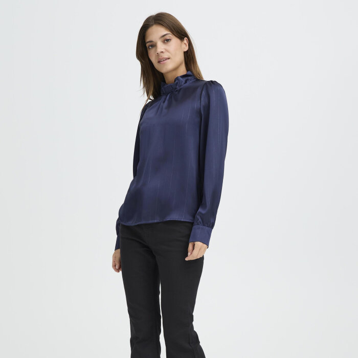 Pulz Jeans ( Dame )  - PULZ - PZDOROTA LUREX BLOUSE | DARK SAPPHIRE