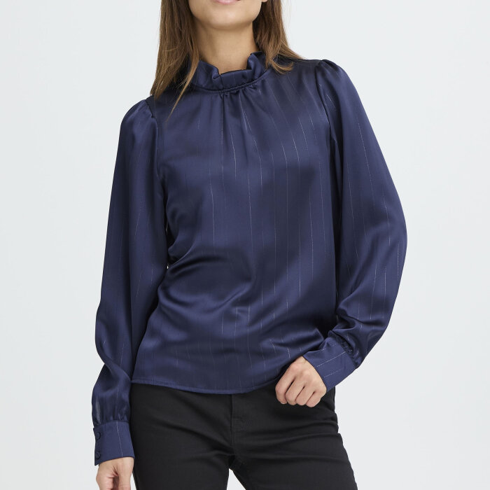 Pulz Jeans ( Dame )  - PULZ - PZDOROTA LUREX BLOUSE | DARK SAPPHIRE