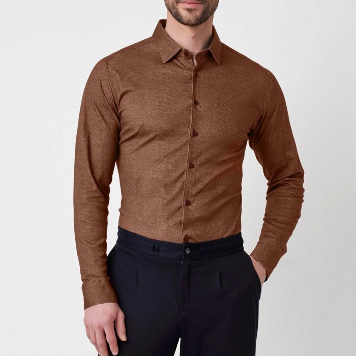 Desoto - Desoto - 87528-3 221 | Jersey Skjorte Brown Twill 
