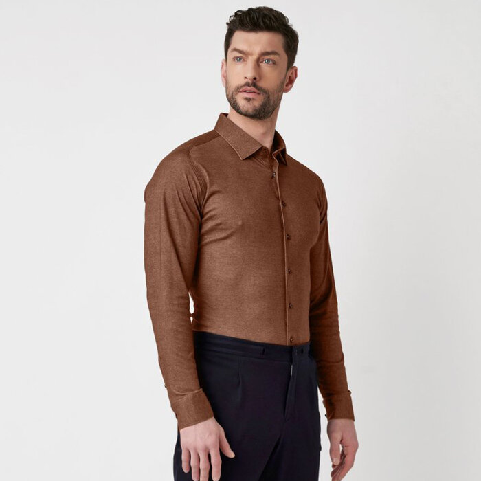 Desoto - Desoto - 87528-3 221 | Jersey Skjorte Brown Twill 