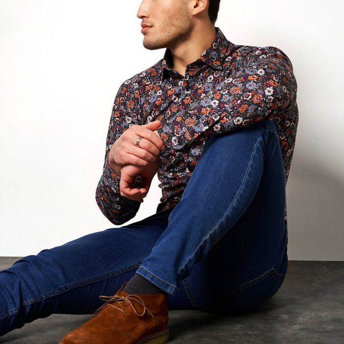 Desoto - Desoto - 69128-3 316 | Jersey Skjorte Blue Orange Bloomi