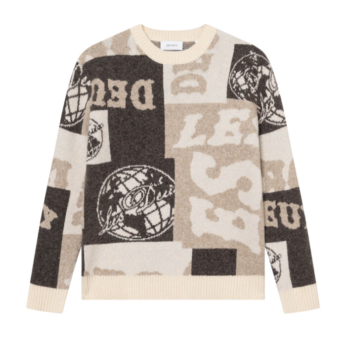 LES DEUX - Les Deux - Globe crewneck knit | Strik Dark Sand