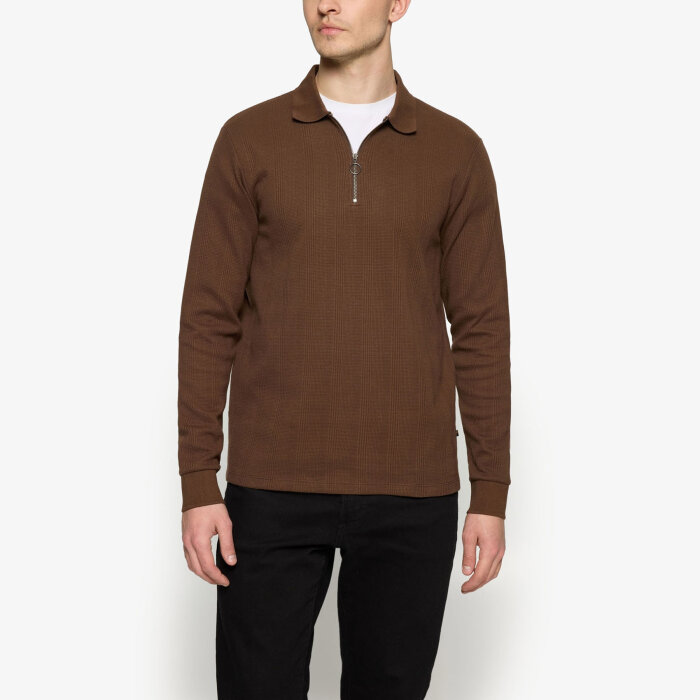 Signal - Signal - Pitt structured zip polo | polo T-shirt Cocoa Brown