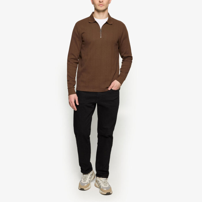 Signal - Signal - Pitt structured zip polo | polo T-shirt Cocoa Brown