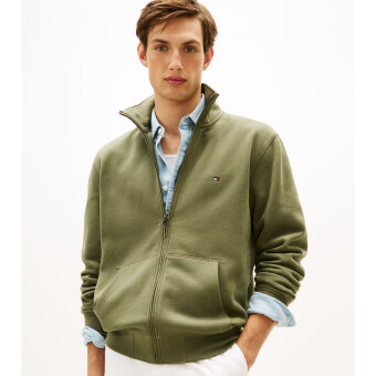 Tommy Hilfiger  - Tommy Hilfiger - Essential fleece stand collar | Cardigan Battle Green 