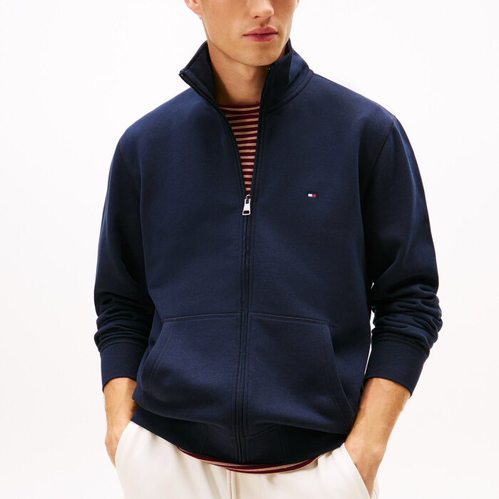 Tommy Hilfiger  - Tommy Hilfiger - Essential fleece stand collar | Cardigan Desert Sky