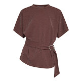 Sisters Point ( Dame ) - SISTERS POINT - GELIA-TOP1 | T-SHIRT CHOCOLATE/SILVER