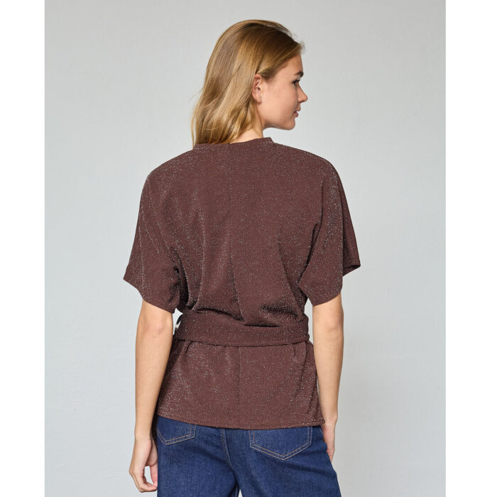 Sisters Point ( Dame ) - SISTERS POINT - GELIA-TOP1 | T-SHIRT CHOCOLATE/SILVER