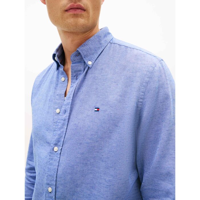 Tommy Hilfiger  - Tommy Hilfiger - Brushed linen twill shirt | Skjorte Bold Blue