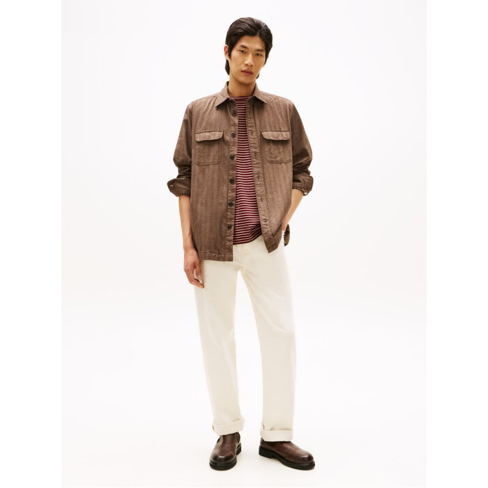 Tommy Hilfiger  - Tommy Hilfiger - Herringbone shirt | Skjorte Legacy Brown