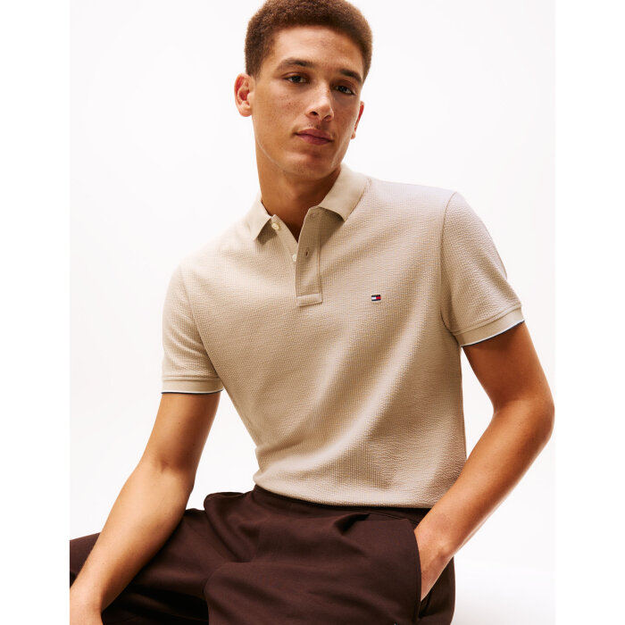 Tommy Hilfiger  - Tommy Hilfiger - Seersucker polo | polo T-shirt Sandalwood