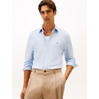 Tommy Hilfiger  - Tommy Hilfiger - Knit pique shirt | Skjorte Light Blue Heat