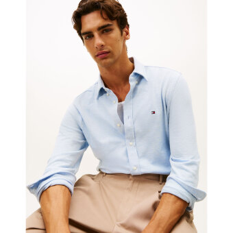 Tommy Hilfiger  - Tommy Hilfiger - Knit pique shirt | Skjorte Light Blue Heat