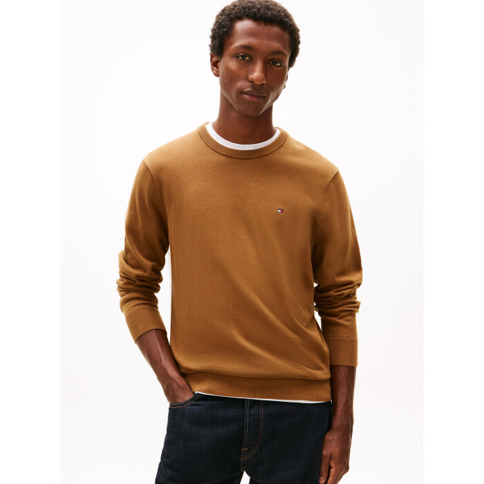Tommy Hilfiger  - Tommy Hilfiger - Essential cotton crew neck | Strik Highland Khaki