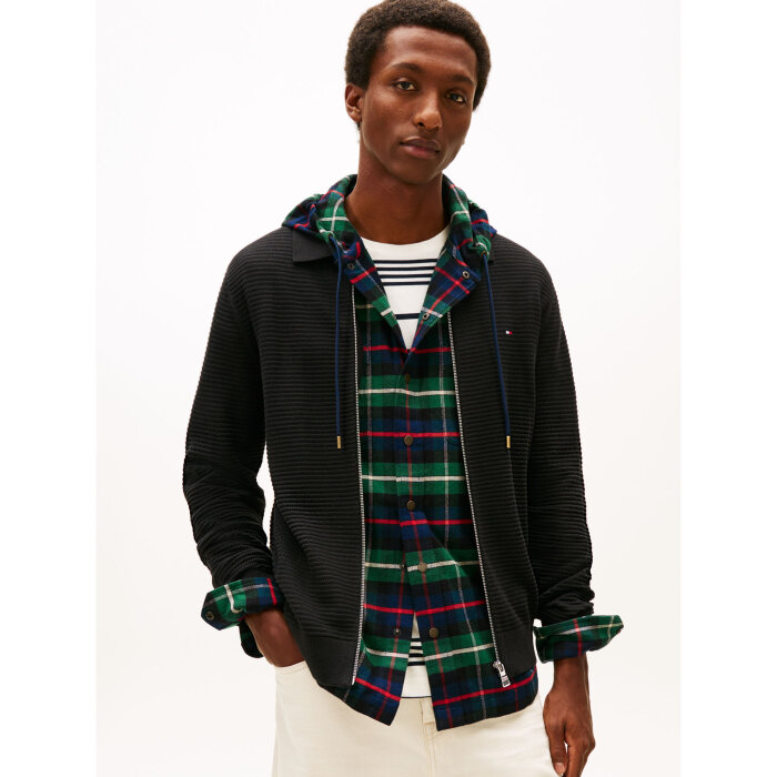 Tommy Hilfiger  - Tommy Hilfiger - Structure zip thru polo | Cardigan Black