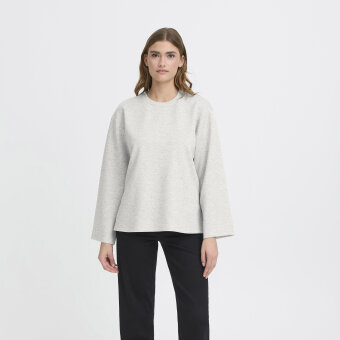 ICHI ( Dame ) - ICHI - IHCOZY LS | T-SHIRT LIGHT GREY MEL