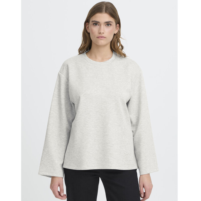 ICHI ( Dame ) - ICHI - IHCOZY LS | T-SHIRT LIGHT GREY MEL