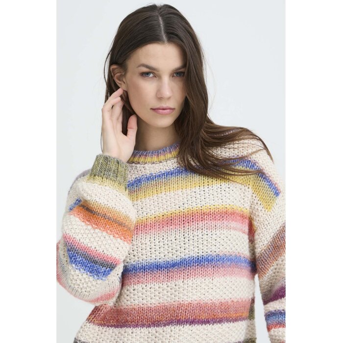 Pulz Jeans ( Dame )  - PULZ - PZDANA PULLOVER | STRIK MULTICOLOUR
